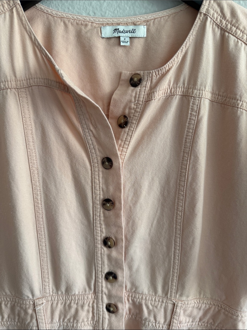 Madewell Peach Button-Front Jumpsuit - Picture 2 of 7